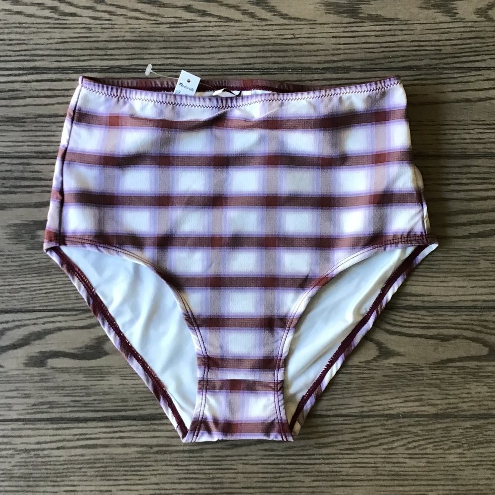 Madewell | Second Wave Retro High-Waisted Bikini Bottom in Peralta Plaid